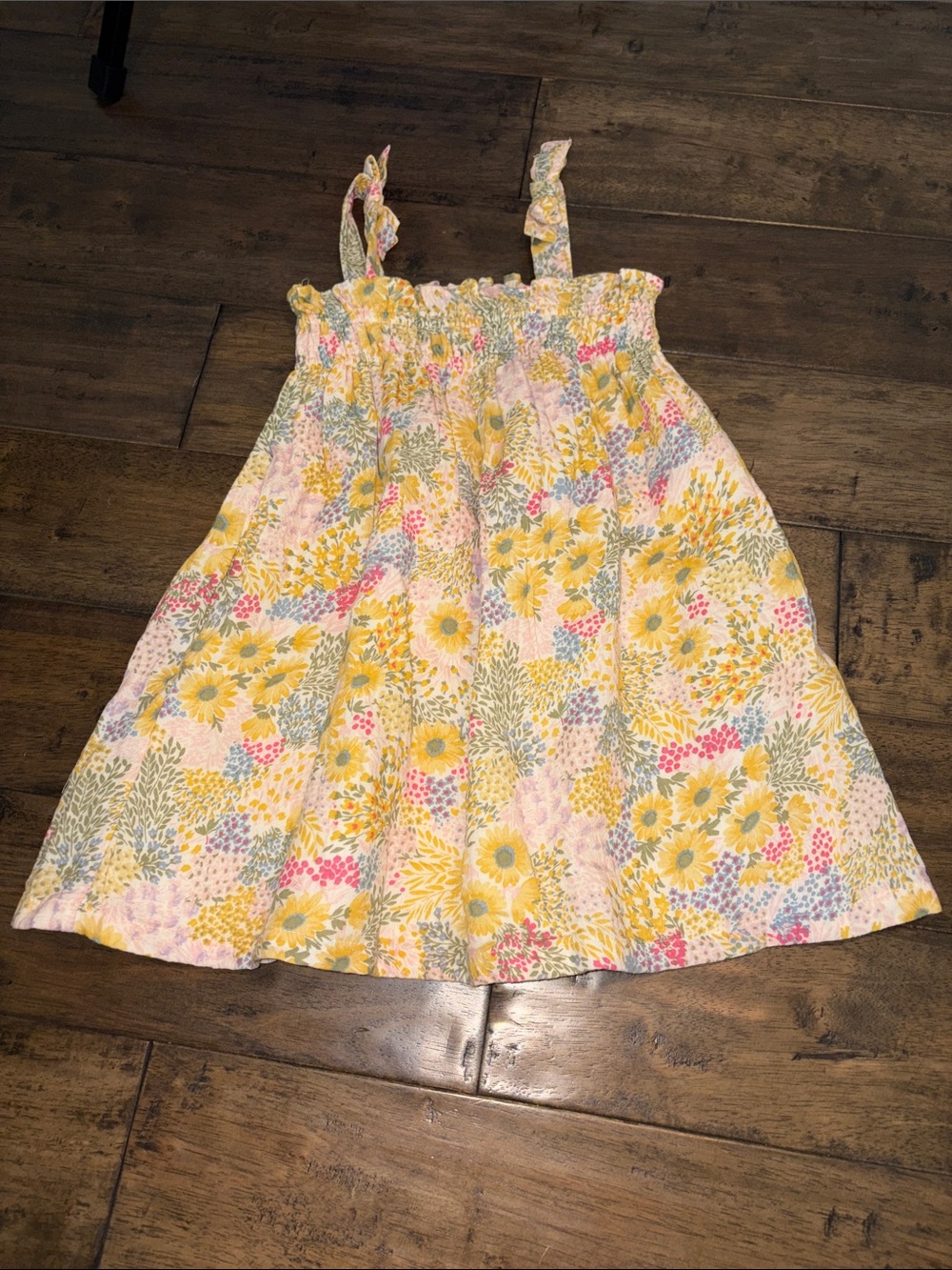 GAP Yellow Floral Sunflower Smocked Sundress with Pastel Accents